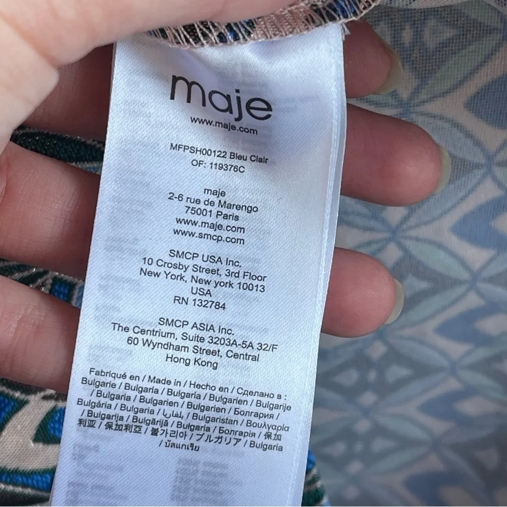 Maje Blue Metallic Jacquard Trapeze Shorts Size 36/ US 4